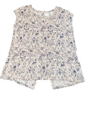 Rachel Zoe Floral Back-Button Linen Blouse Size L